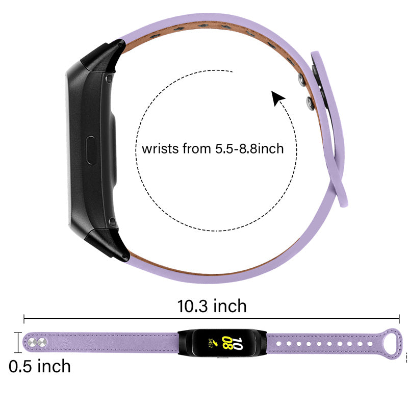 For Samsung Galaxy Fit SM-R370 Soft Top Layer Cowhide Watch Strap Double Rivet Design Wrist Band Black Connector For Samsung Galaxy Fit SM-R370 Soft Top Layer Cowhide Watch Strap Double Rivet Design Wrist Band Black Connector